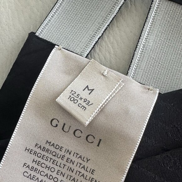 NEW GUCCI SILK CUMMERBUND Black Sz M 100% Authentic Made In Italy GG - Picture 9 of 14